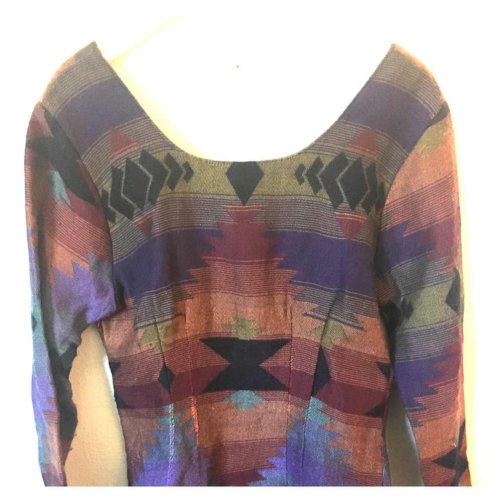 Vintage Tribal Print Midi Dress Small